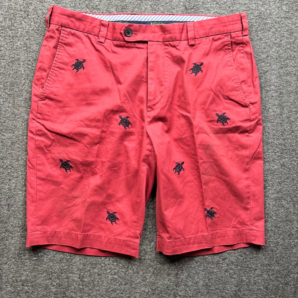 Brooks Brothers Shorts Mens 35 Bermuda Red Sea Turtle Embroidered Cotton Chino